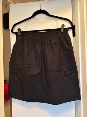 j Crew Black Elastic Waist Linen Sidewalk Skirt New with Tags